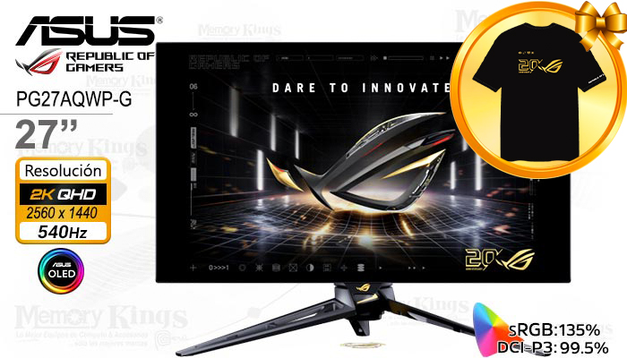 ASUS 27 ROG Swift OLED PG27AQWP-G 2K QHD 540Hz 0.02MS PIVOTE