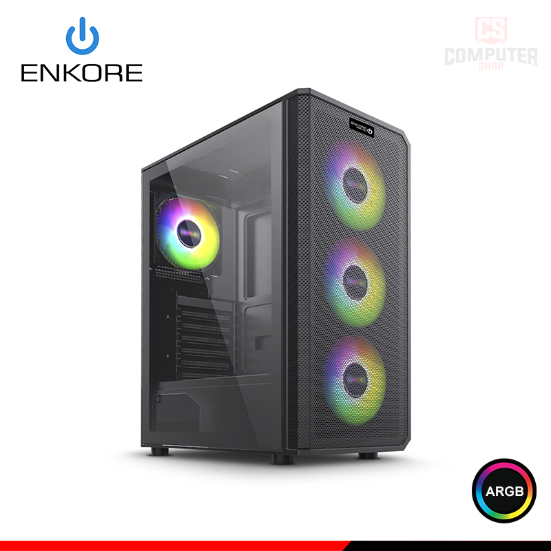 Enkore FANTECH 5013-4 BLACK ARGB SIN FUENTE VIDRIO TEMPLADO MID TOWER